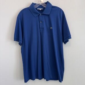 Lacoste L1212 Classic Fit Pique Polo Shirt Men's Size 6 US XL Blue